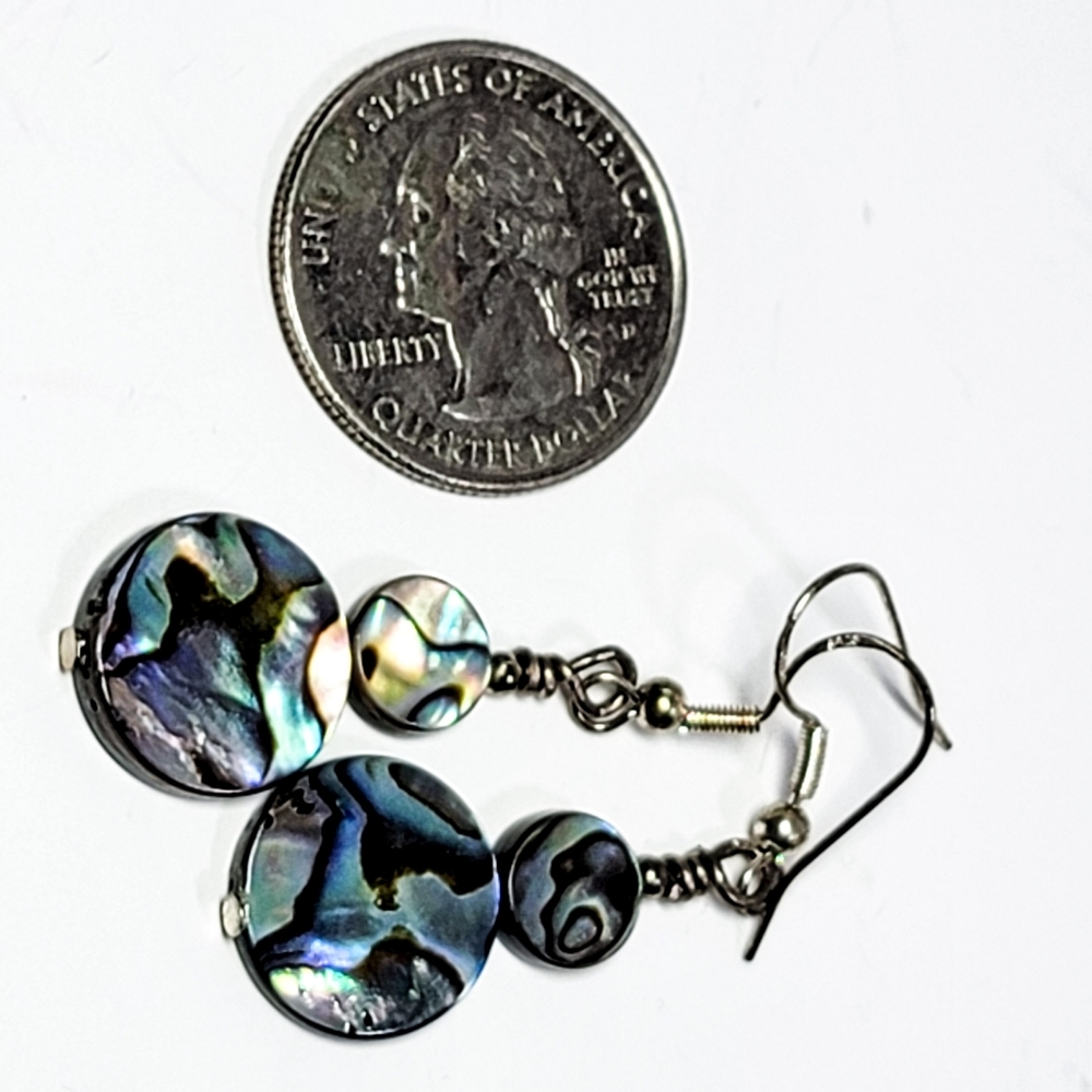 Abalone Shell Drop Earrings - Picture 6 of 7